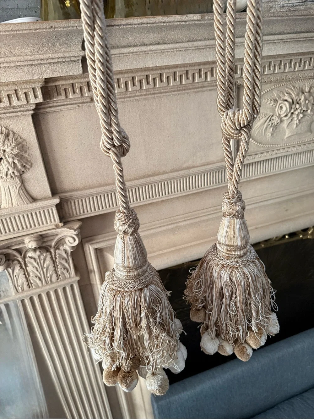 Vintage Beige Tassel Curtain Tiebacks in Natural Tone